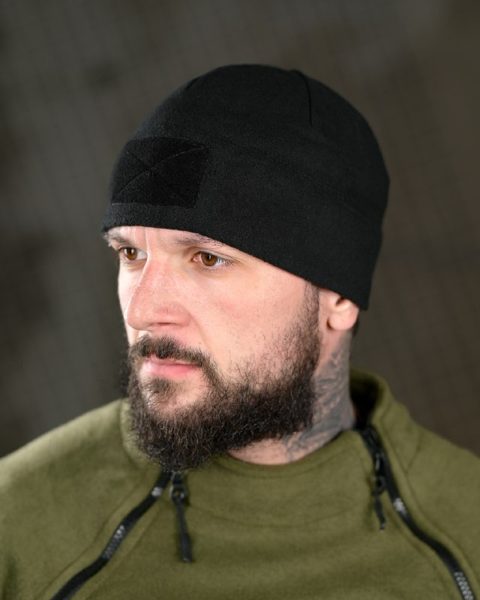 Флісова шапка тактична чорна